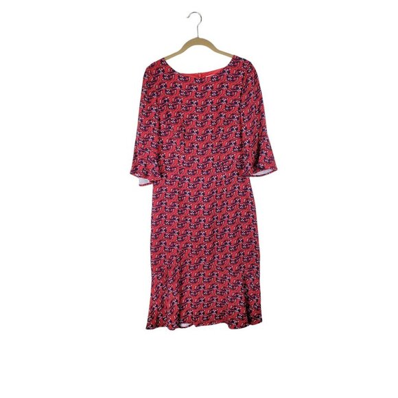 Boden Flippy Pencil Dress Red Floral Midi Pointsettia Wallflower US Size 6 - Picture 1 of 12